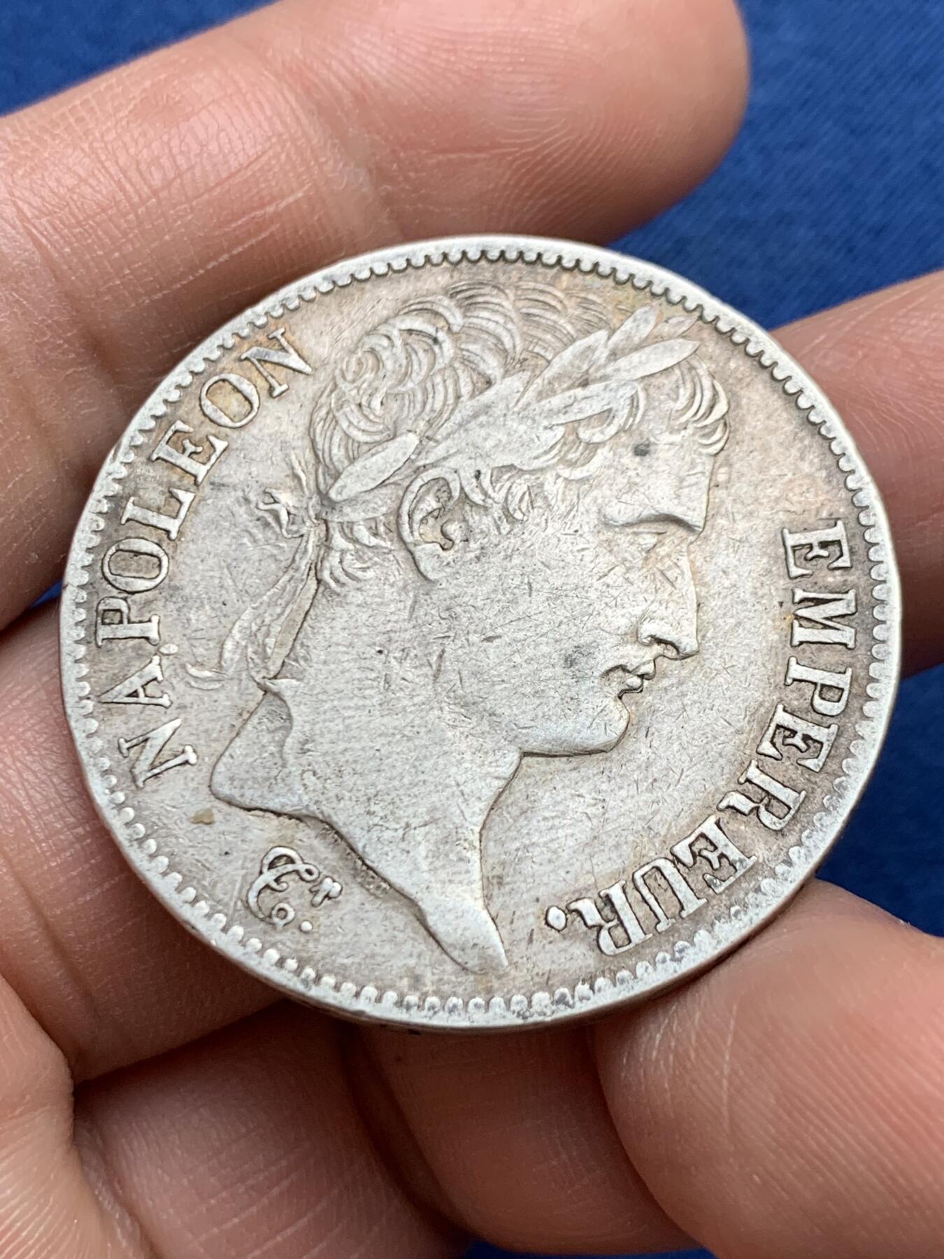 《竞宝斋》第482场 周日，周一 2场连拍 （全场包邮）20级店铺 欢迎送拍 法国1811年T版拿破仑一世5法郎大银币，南特造币厂