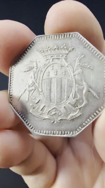 【周六 19:30】乾藏阁外国银币专场・裸币 / 评级币 + 银章铜章 保真包老 19世纪法国雷恩储蓄银行八角银章