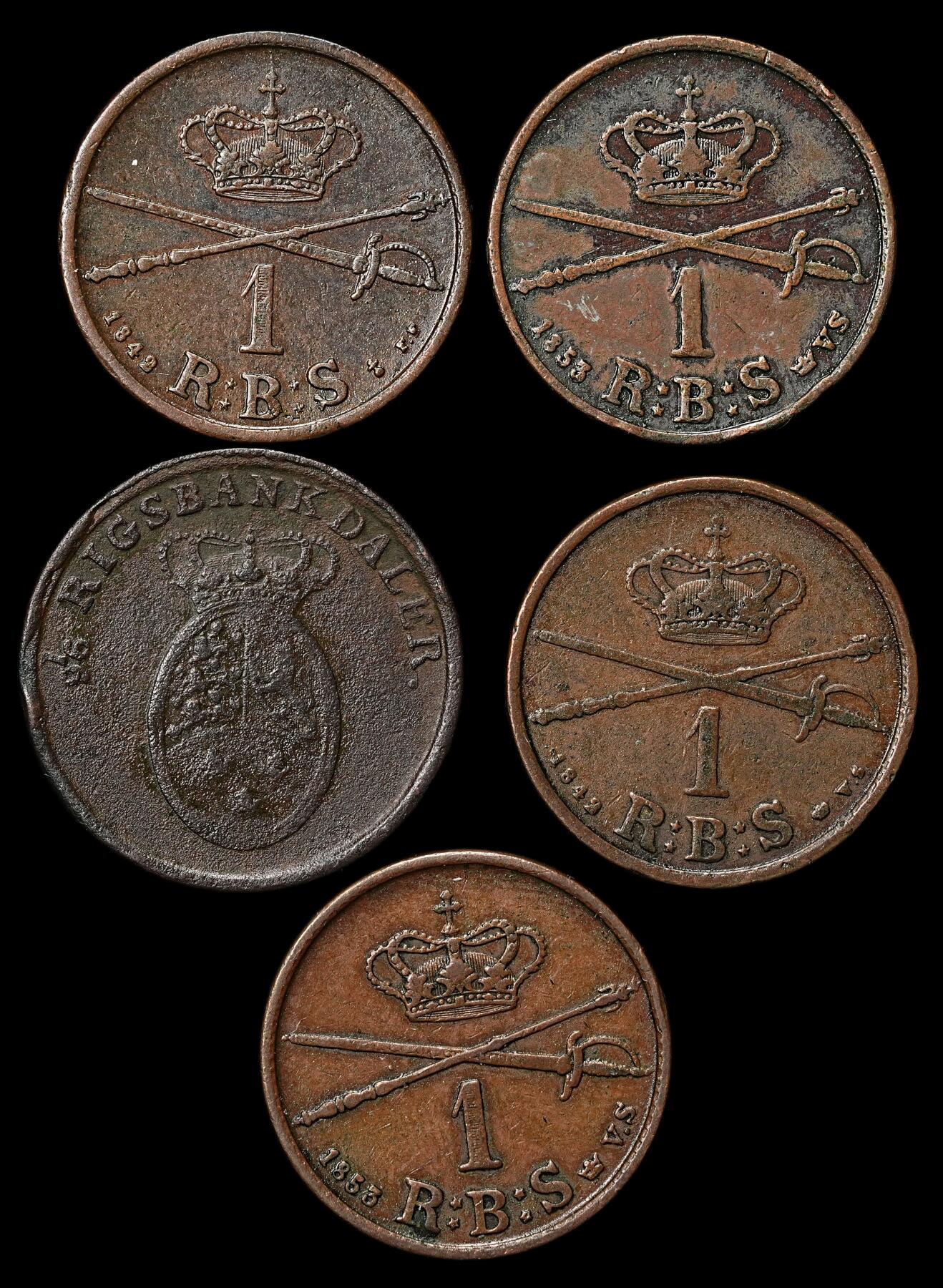 修遠堂世界钱币第112期 丹麦旧铜币一组