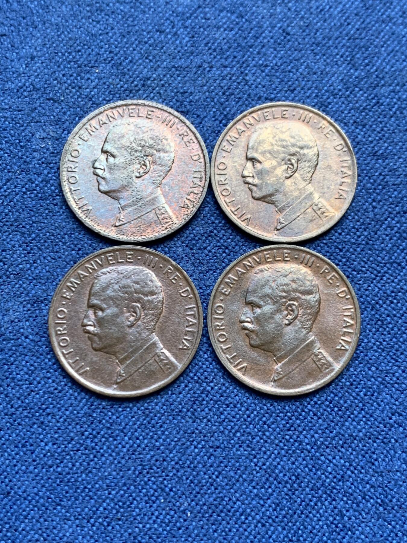 《竞宝斋》第482场 周日，周一 2场连拍 （全场包邮）20级店铺 欢迎送拍 四枚一组 好品 意大利1916年1分