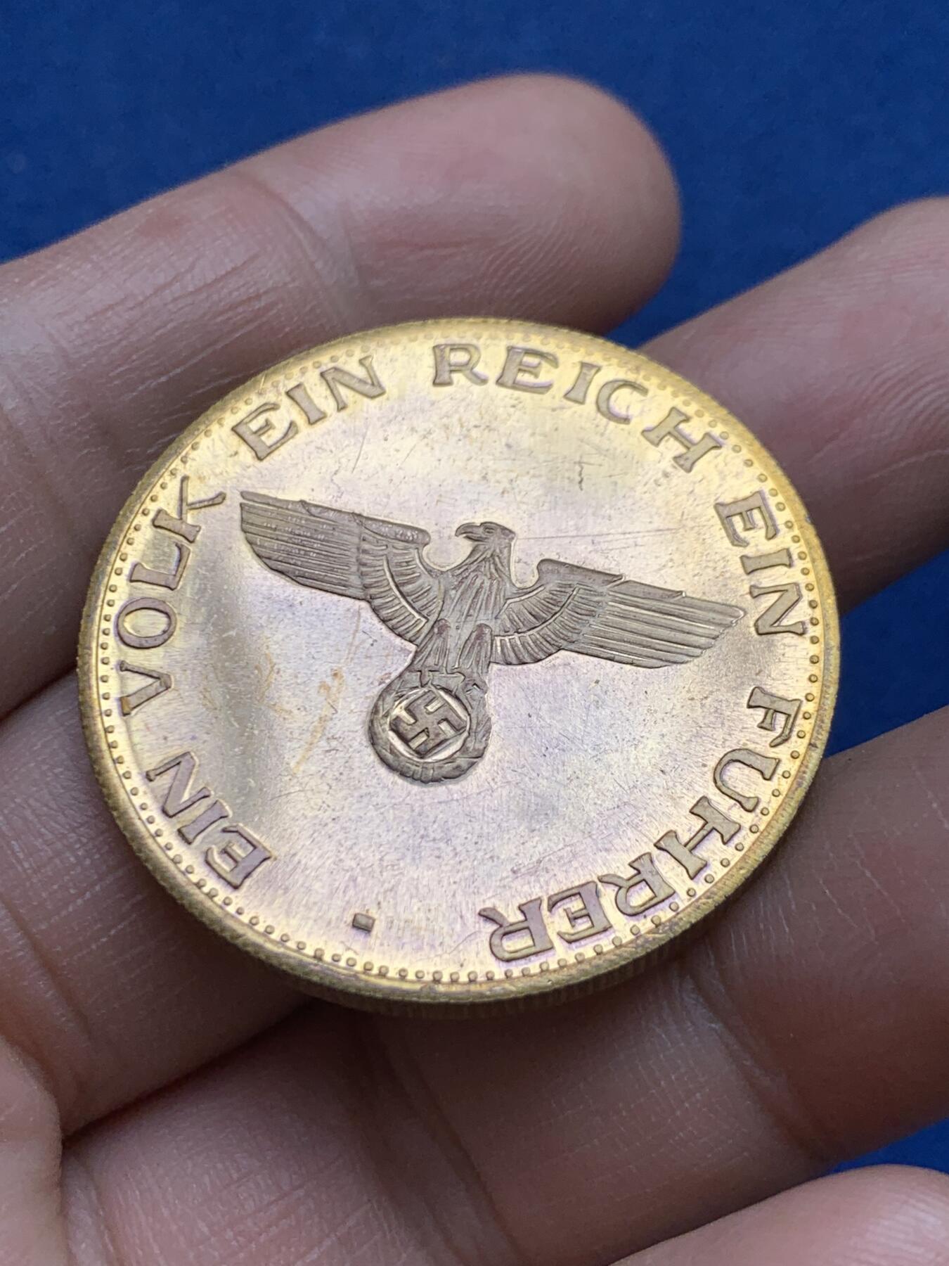 《竞宝斋》第482场 周日，周一 2场连拍 （全场包邮）20级店铺 欢迎送拍 后铸版 德国帝国元首带风车铜章（目录编号C-405，PCGS可评级），1989铸造版本，35.4mm，17克，原光十足