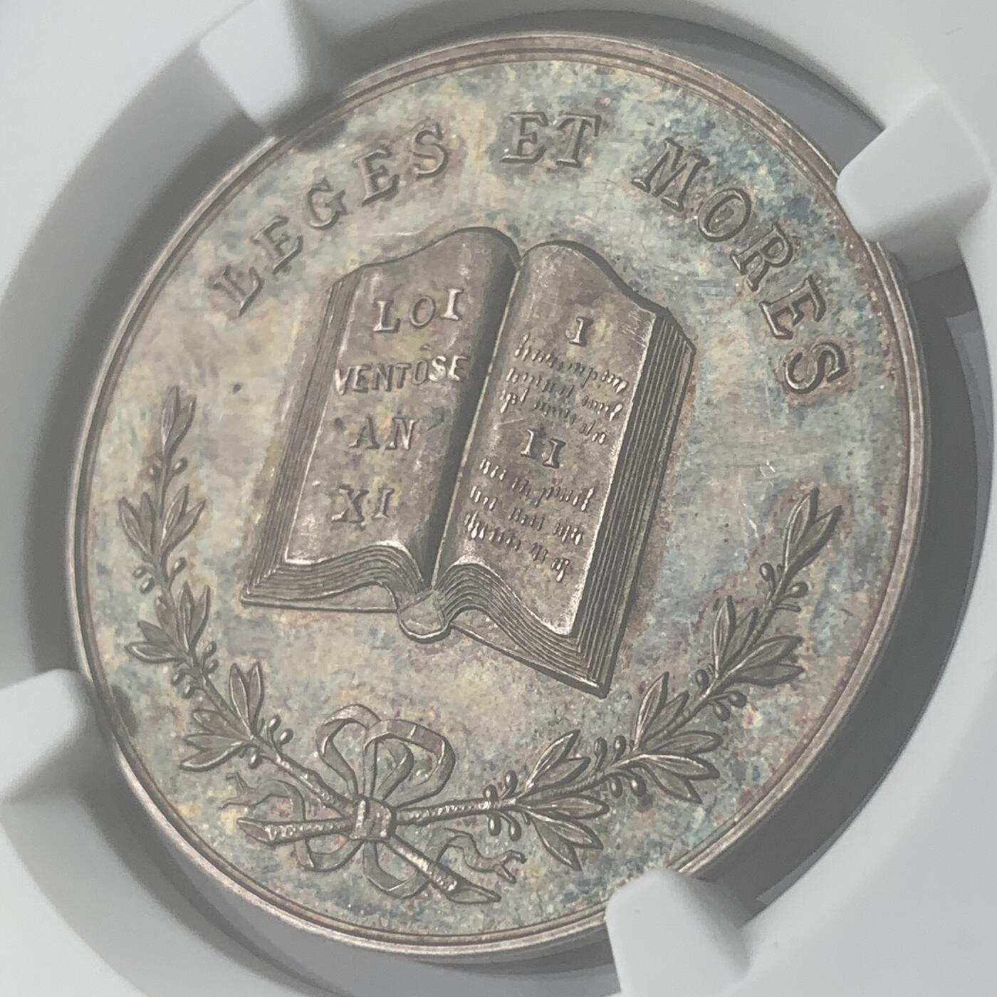 掌中浮雕-藏着的欧洲第059场 NGC MS62 : 法国朗格勒公证人银章，33mm