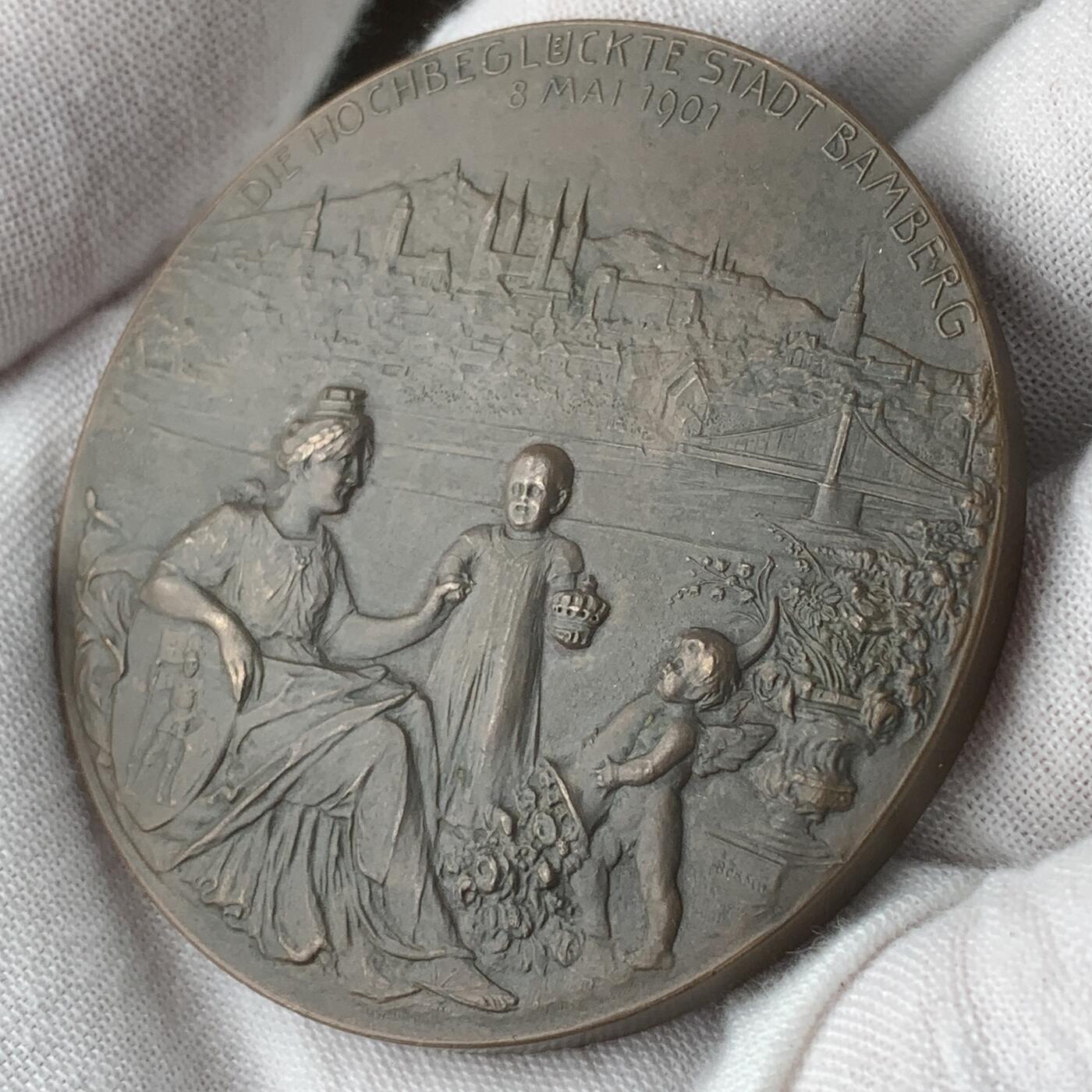 掌中浮雕-藏着的欧洲第059场 1901年巴伐利亚王位继承人诞生纪念铜章，55mm，Borsch雕刻