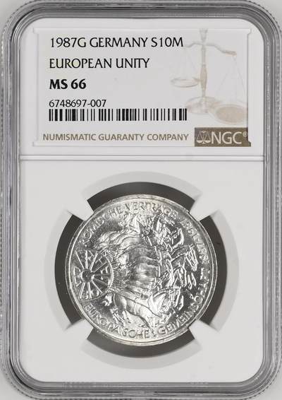 S&S Numismatic世界钱币-拍卖 第126期  - 德国1987年 罗马条约签署30周年 10马克纪念银币 NGC MS66  625银15.5克