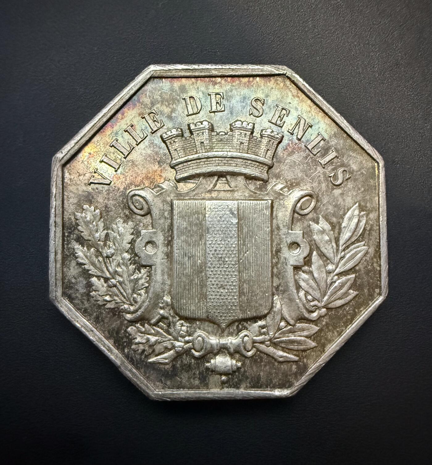 【周六 19:30】乾藏阁外国银币专场・裸币 / 评级币 + 银章铜章 保真包老 19世纪法国桑利斯市政厅八角银章