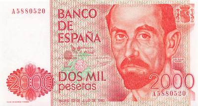 小福收藏拍卖第205期 裸钞场 本期有多张豹子号靓号  大量民国钞 百慕大样钞洋葱冠全套  阿富汗首年份查希尔国王和独立纪念碑 仅发行1000枚亚克力砖封蒙古20000图格里克帝国800周年纪念钞 卢旺达 东加勒比 斯里兰卡等多国精美纸币 西班牙 1980年 2000比塞塔 A冠 无47 爱情号520 unc