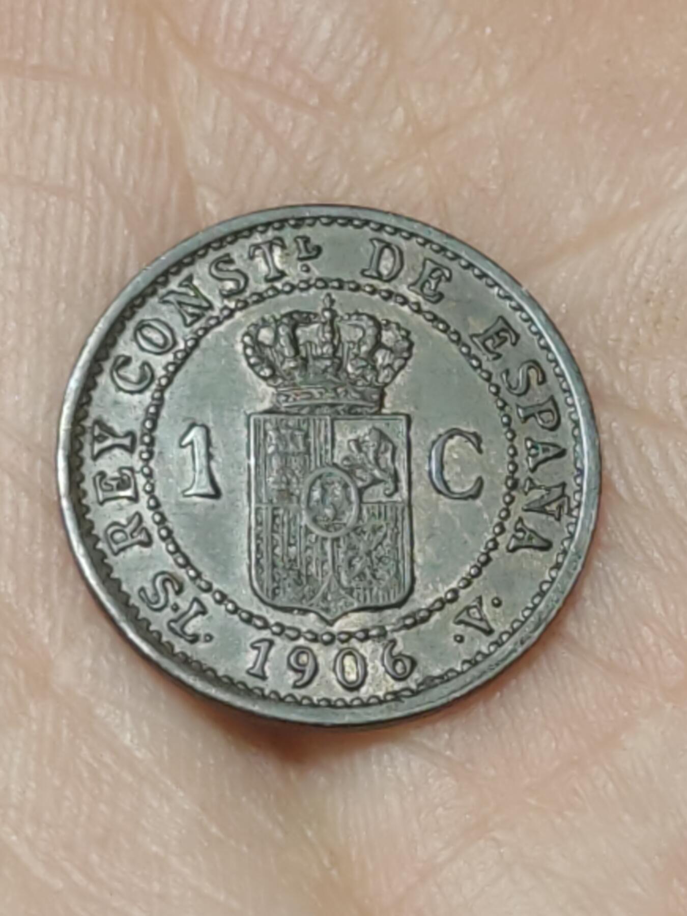 2026年第四十五场(总第二百一十四场）外国好品散币场(免佣金) 好品–西班牙王国1906单年份1分(阿方索十三世青年时期，SL–V版)