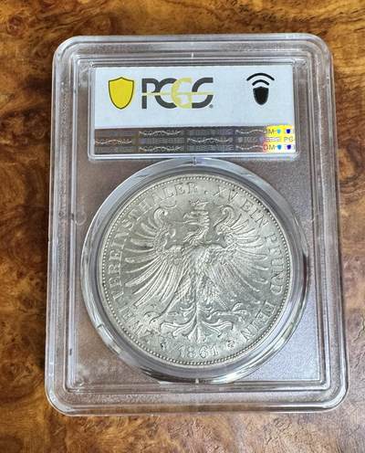 得物收藏 Chase Auction 第37期 - - 外钞、银元、民国钞和人民币混合场！ 持续更新！ 1861年 德国2泰勒银币，法兰克福少女，PCGS MS62！