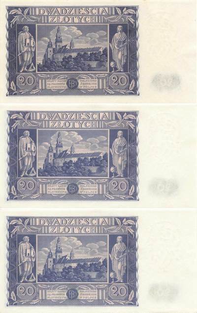 小福收藏拍卖第205期 裸钞场 本期有多张豹子号靓号  大量民国钞 百慕大样钞洋葱冠全套  阿富汗首年份查希尔国王和独立纪念碑 仅发行1000枚亚克力砖封蒙古20000图格里克帝国800周年纪念钞 卢旺达 东加勒比 斯里兰卡等多国精美纸币 波兰 1936年 20兹罗提 （有2张3对子号） 1组3张 aunc