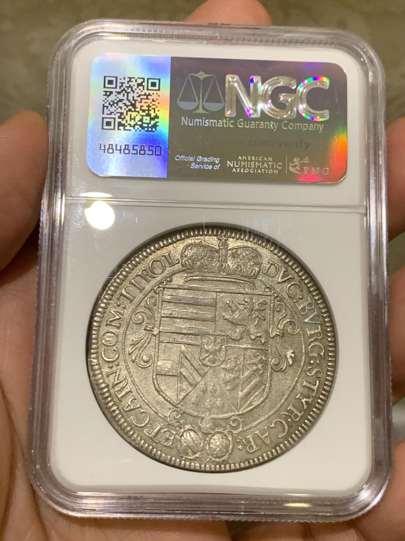 《竞宝斋》第482场 周日，周一 2场连拍 （全场包邮）20级店铺 欢迎送拍 唯一亚军分 NGC MS63 奥地利帝国 1621年 利奥波德 泰勒大银币 400多年的老泰勒 能有这个品质确实难得