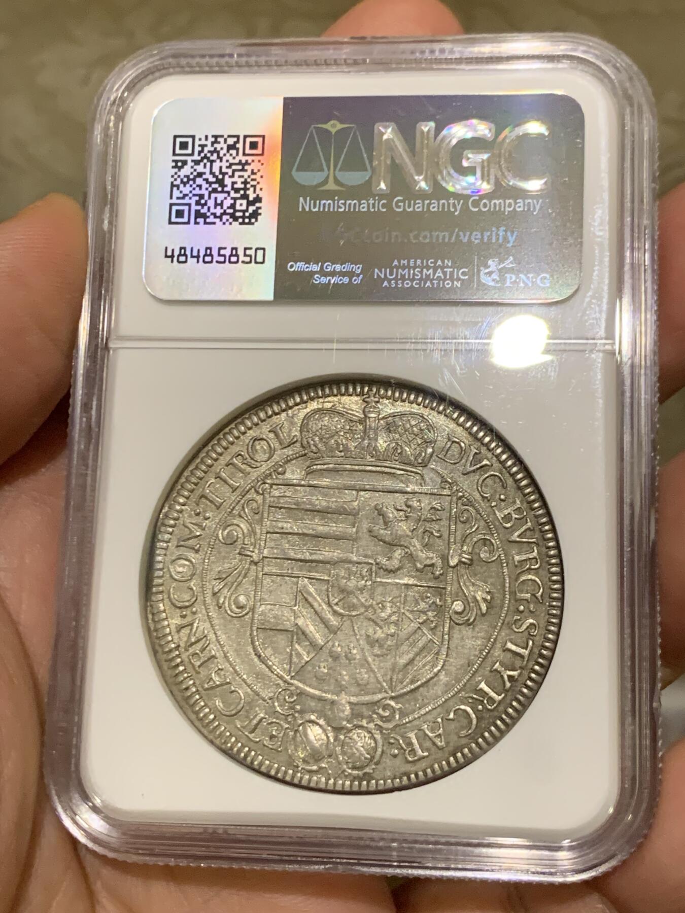 《竞宝斋》第482场 周日，周一 2场连拍 （全场包邮）20级店铺 欢迎送拍 唯一亚军分 NGC MS63 奥地利帝国 1621年 利奥波德 泰勒大银币 400多年的老泰勒 能有这个品质确实难得