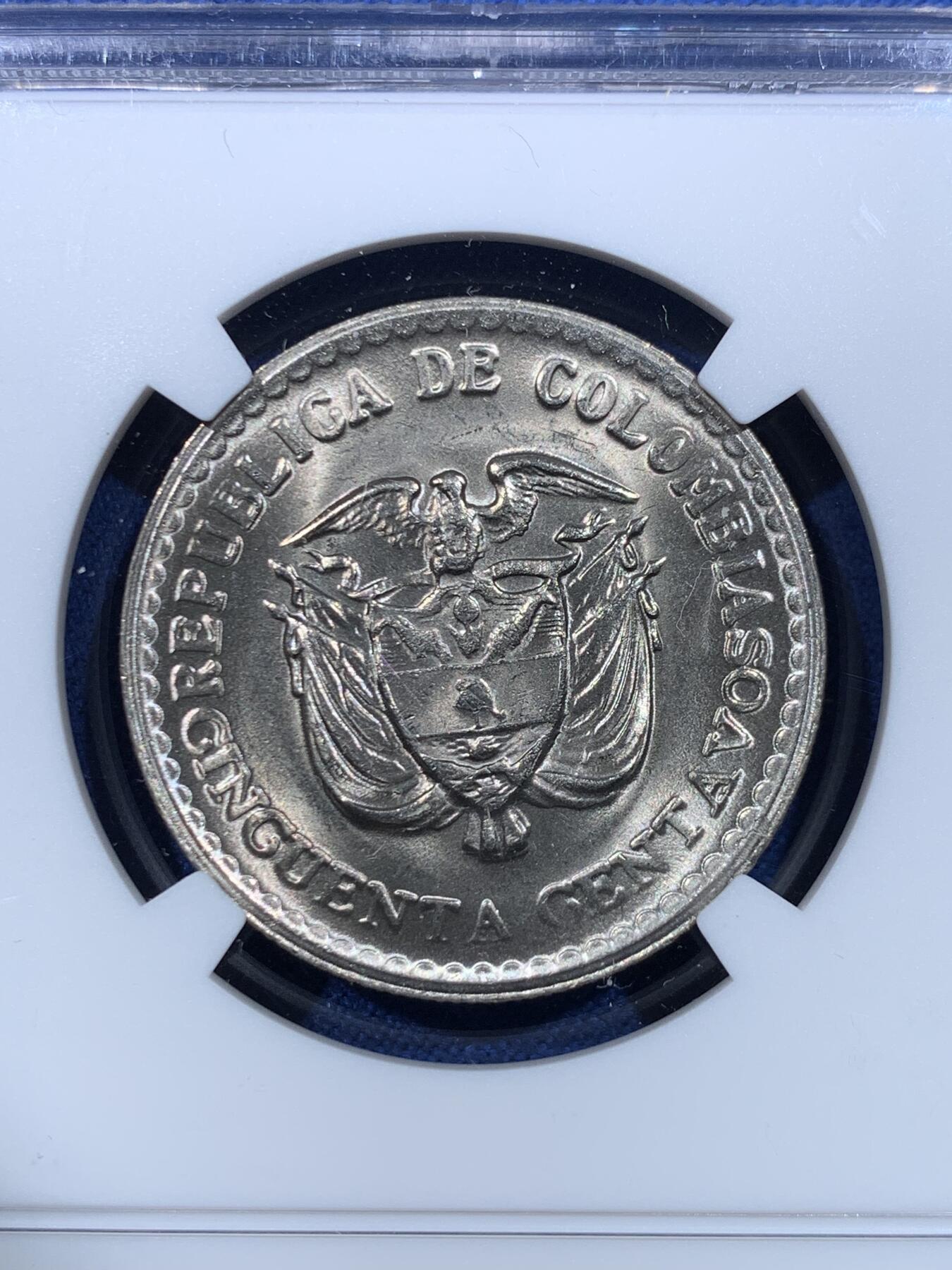 《竞宝斋》第482场 周日，周一 2场连拍 （全场包邮）20级店铺 欢迎送拍 NGC MS65 哥伦比亚1965年50分 卷拆品相 两面爆光 一步到位