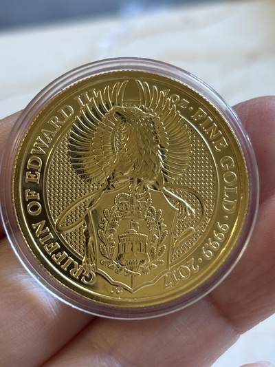 英国2017年女王神兽系列格里芬鹰1盎司纪念金币，9999金