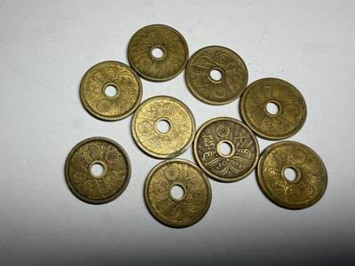 2026年集古藏今外币拍卖第四期-第3场—（总第323拍），可以寄存60天，满160元包邮。 黄铜中孔十钱9枚