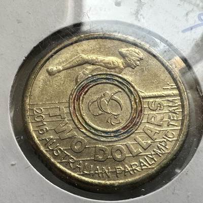 🌹外币初藏🌹🐯2026年第44场   每周二四六晚8️⃣点  世界硬币 -  澳大利亚 2016年 里约残奥会 2澳元彩色纪念币 