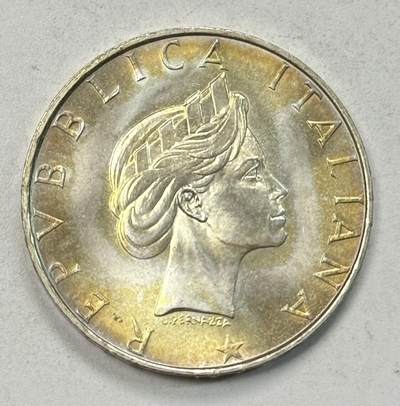 S&S Numismatic世界钱币-拍卖 第126期  意大利1986年 国际和平年 500里拉纪念银币 11克835银 淡淡的黄油包浆，裸币