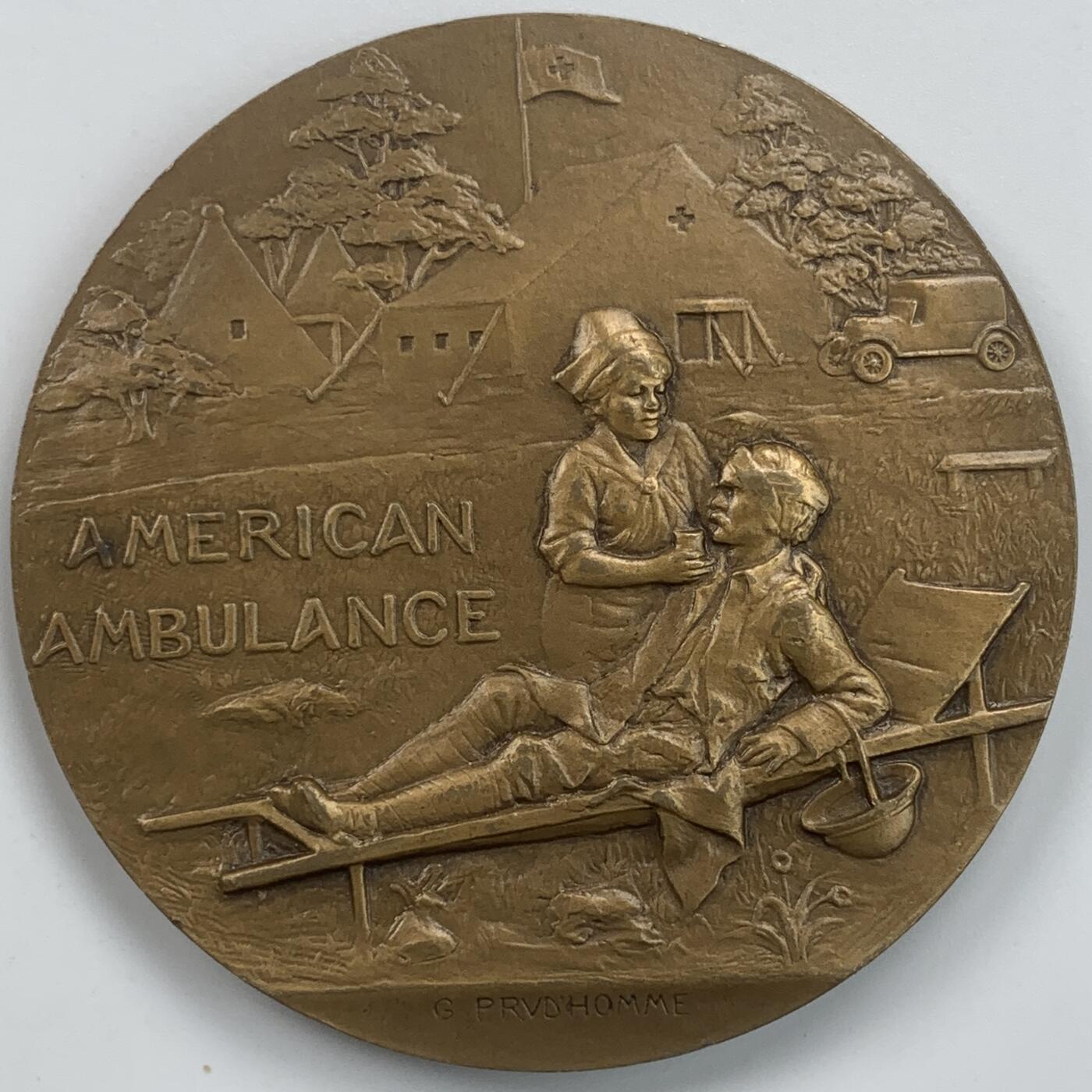 掌中浮雕-藏着的欧洲第059场 美国红十字会在法国开展人道主义救援纪念铜章，68mm