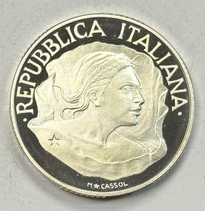 S&S Numismatic世界钱币-拍卖 第126期  意大利1997年 意大利国旗200周年 1000里拉精制纪念银币 22克835银 品相如图，裸币