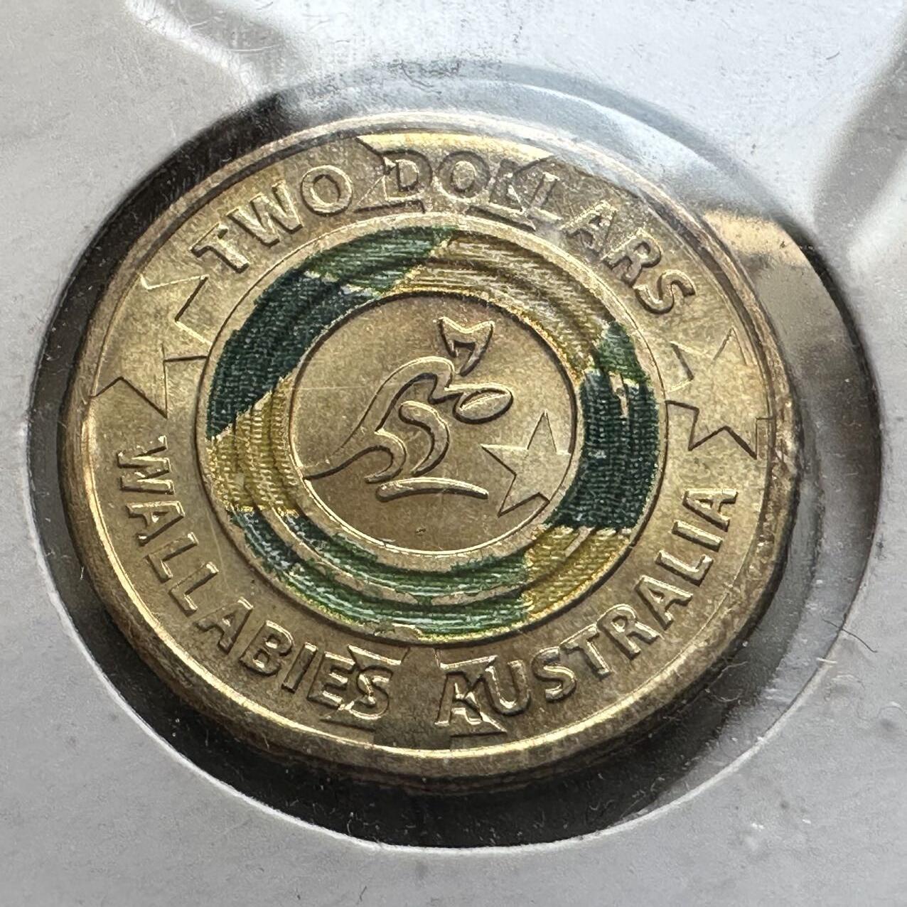 🌹外币初藏🌹🐯2026年第44场   每周二四六晚8️⃣点  世界硬币  澳大利亚 2019年 澳大利亚国家橄榄球队（Wallabies）纪念2澳元彩色纪念币 