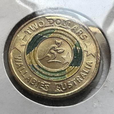 🌹外币初藏🌹🐯2026年第44场   每周二四六晚8️⃣点  世界硬币 -  澳大利亚 2019年 澳大利亚国家橄榄球队（Wallabies）纪念2澳元彩色纪念币 