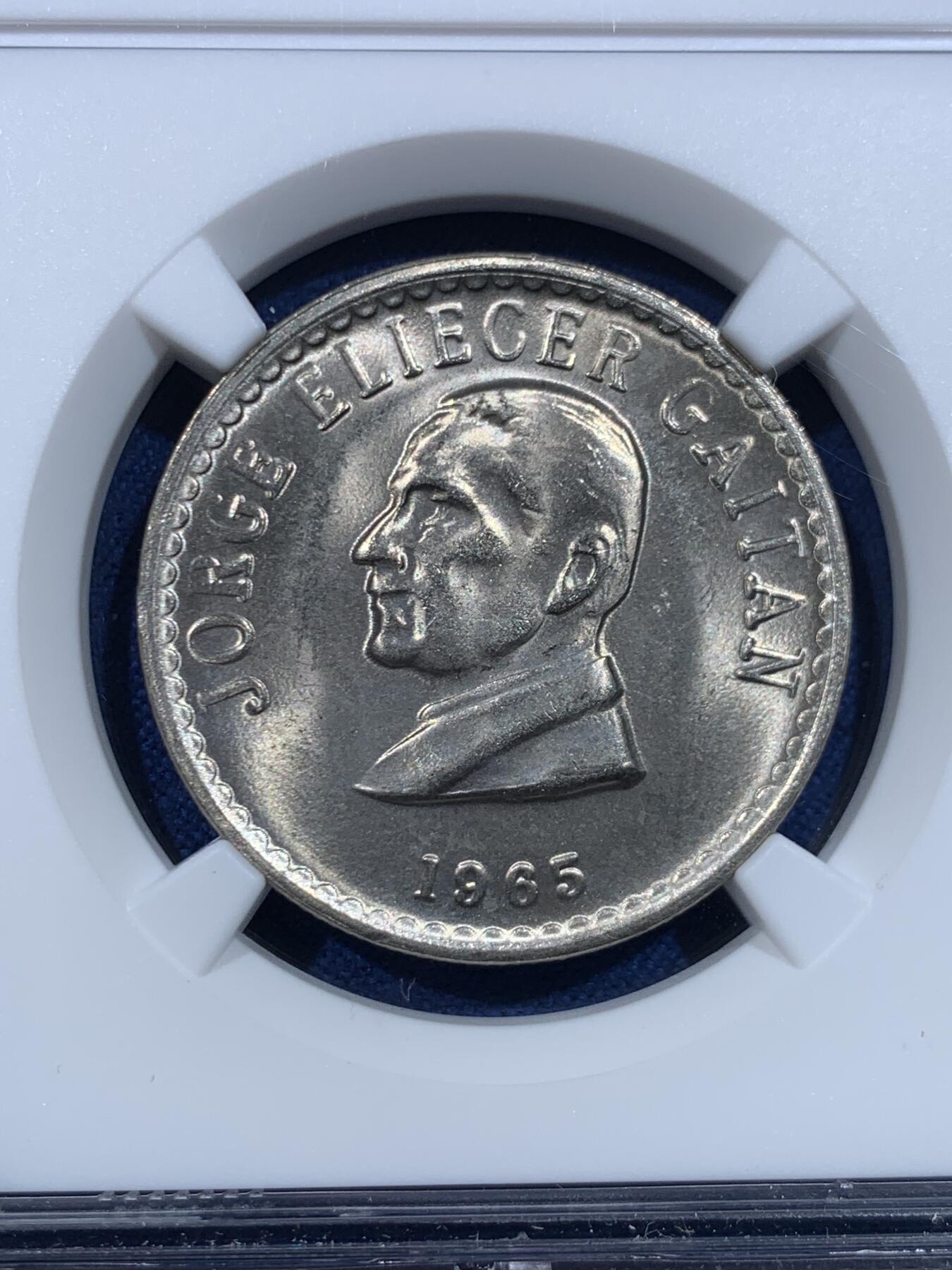 《竞宝斋》第482场 周日，周一 2场连拍 （全场包邮）20级店铺 欢迎送拍 NGC MS65 哥伦比亚1965年50分 卷拆品相 两面爆光 一步到位