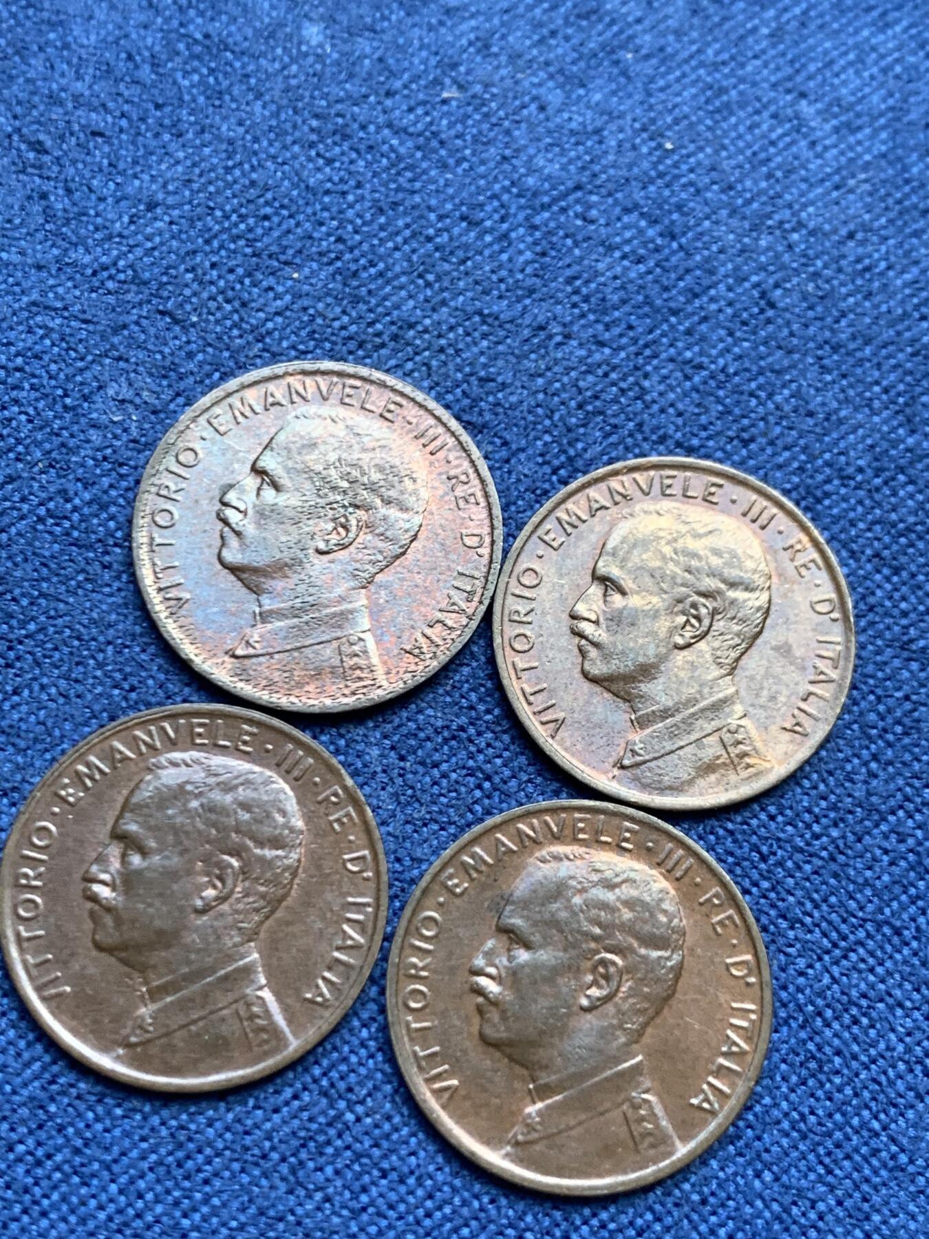 《竞宝斋》第482场 周日，周一 2场连拍 （全场包邮）20级店铺 欢迎送拍 四枚一组 好品 意大利1916年1分