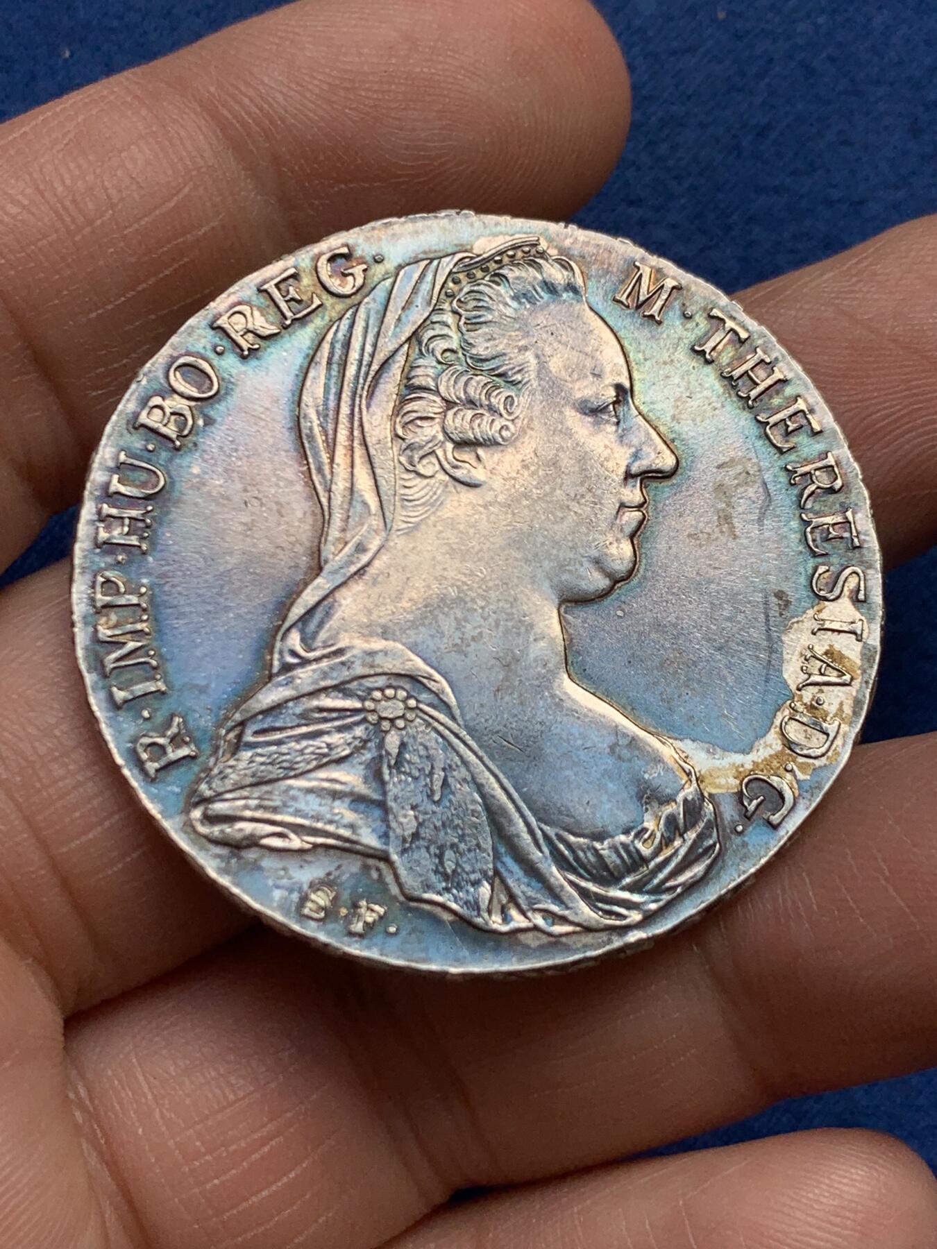 《竞宝斋》第482场 周日，周一 2场连拍 （全场包邮）20级店铺 欢迎送拍 1780年奥地利大奶妈1泰勒后铸银币