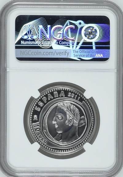 S&S Numismatic世界钱币-拍卖 第126期  西班牙2011年 钱币瑰宝 – 第三辑 – 迦太基与西哥特钱币 10欧元精制纪念银币 NGC PF70UC冠军分 母亲节特殊标 27克925银