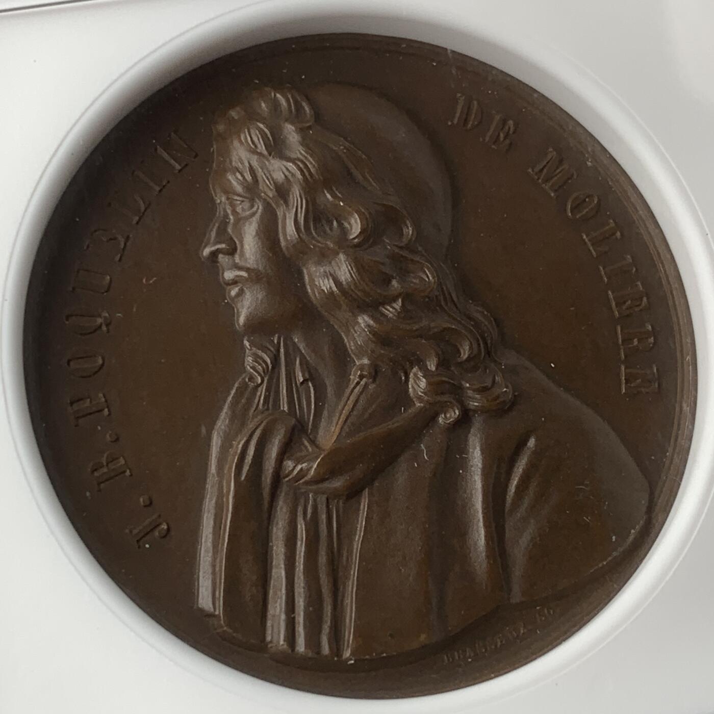 掌中浮雕-藏着的欧洲第059场 NGC MS63 : 法国著名剧作家莫里哀纪念铜章，41mm