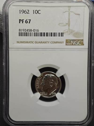 【淘币小摊】实时拍第八百九十六拍   银币套币场    每周一统一发货 美国1962年罗斯福10分精制银币 NGC PF67