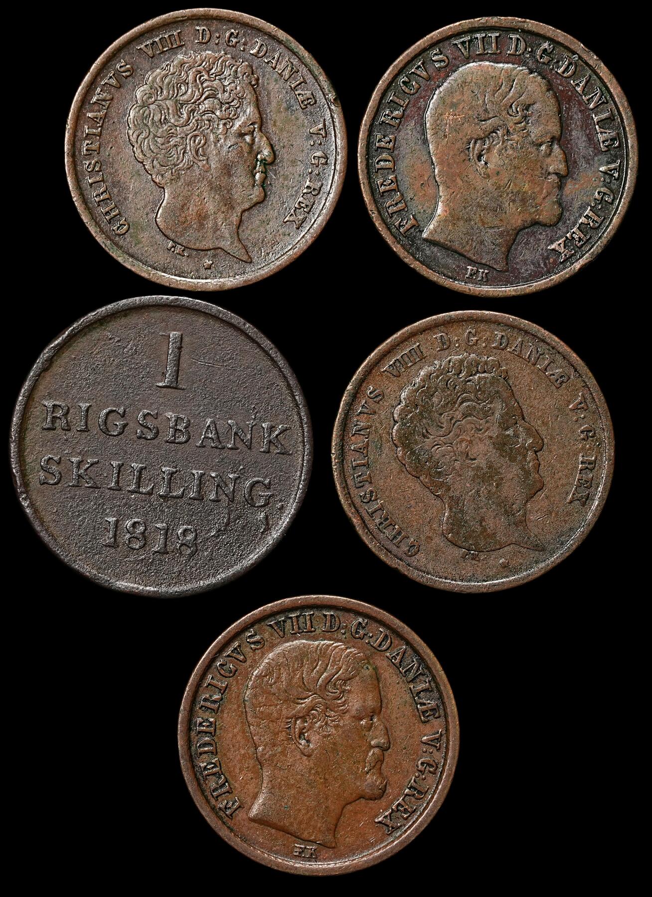 修遠堂世界钱币第112期 丹麦旧铜币一组