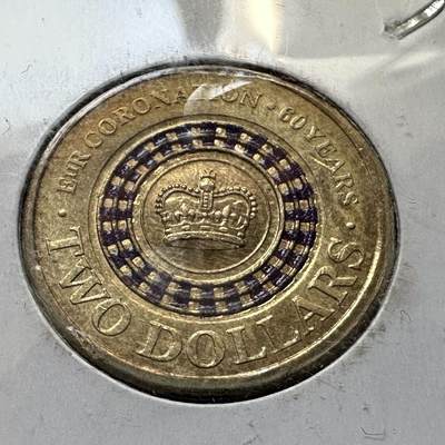 🌹外币初藏🌹🐯2026年第44场   每周二四六晚8️⃣点  世界硬币 -  澳大利亚 2013年 伊丽莎白二世加冕60周年 2澳元彩色纪念币 