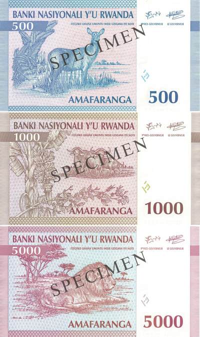 小福收藏拍卖第205期 裸钞场 本期有多张豹子号靓号  大量民国钞 百慕大样钞洋葱冠全套  阿富汗首年份查希尔国王和独立纪念碑 仅发行1000枚亚克力砖封蒙古20000图格里克帝国800周年纪念钞 卢旺达 东加勒比 斯里兰卡等多国精美纸币 卢旺达 1994年 500 1000 5000法郎 样钞 卢旺达大屠杀年份 AA冠 全同号0507 1组3张 unc