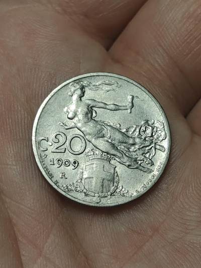 2026年第四十五场(总第二百一十四场）外国好品散币场(免佣金) - 意大利王国1909年20分(维托里奥-埃马努埃莱三世时期，第二套)