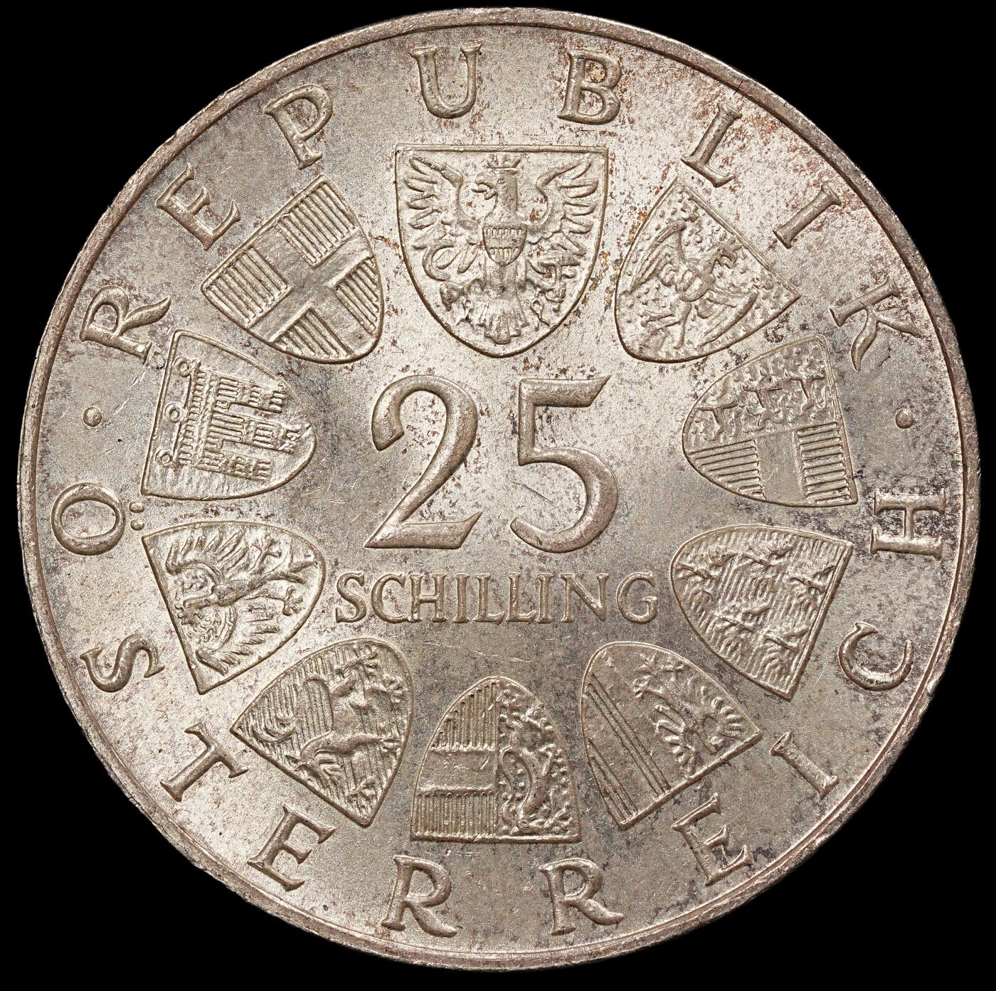 修遠堂世界钱币第112期 1964 年奥地利-剧作家、诗人 弗朗茨・格里尔帕策诞辰 170 周年纪念币，13g，含银80%