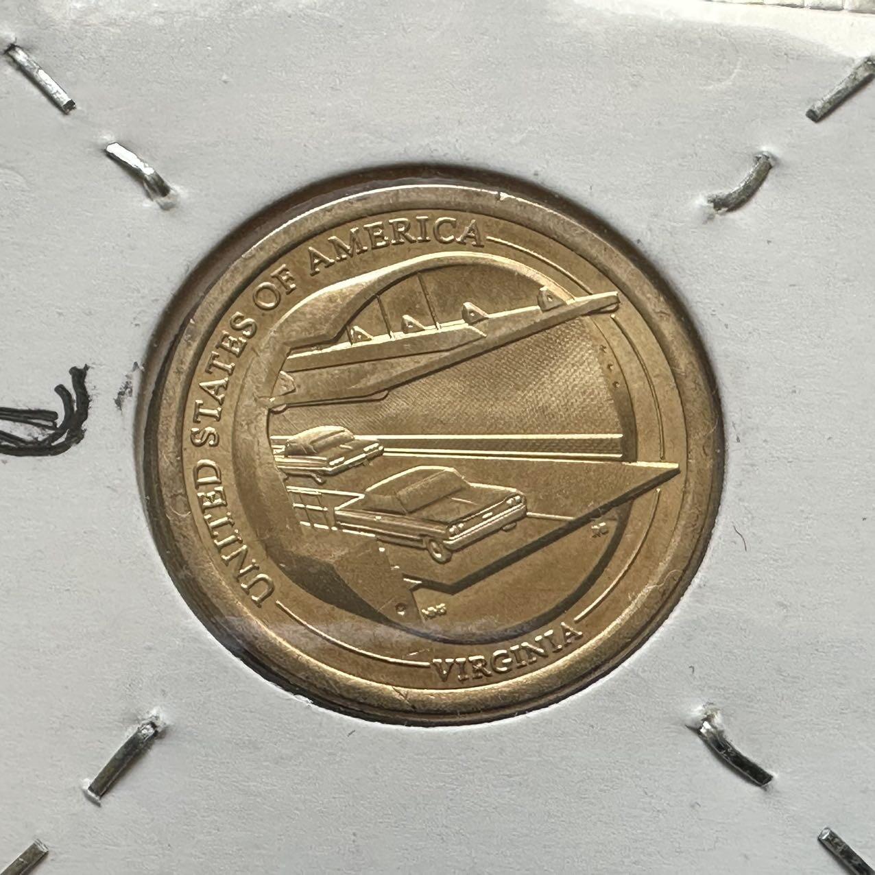 🌹外币初藏🌹🐯2026年第44场   每周二四六晚8️⃣点  世界硬币 美国 2021年 创新者系列弗吉尼亚州主题 纪念切萨皮克湾隧道大桥的交通工程突破成就 1元纪念币 D版