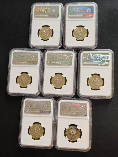 【淘币小摊】实时拍第八百九十六拍   银币套币场    每周一统一发货 哈萨克斯坦2020年100坚戈7枚双金属非流通纪念币套 草原七宝 NGC MS65-67