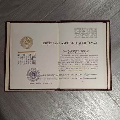 【涛泉堂】第42期（4月26日）勋奖章徽章专场拍卖 苏联物理科学家的劳动英雄大证书