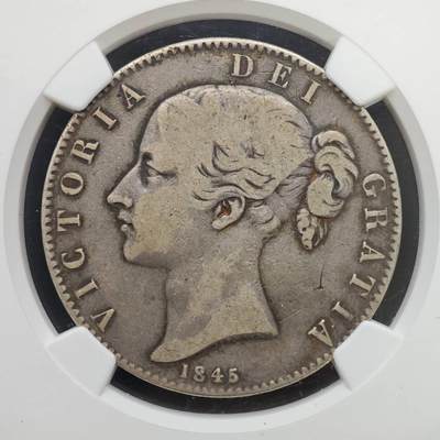 【淘币小摊】实时拍第八百九十六拍   银币套币场    每周一统一发货 英国1845年维多利亚克朗银币NGC VF25