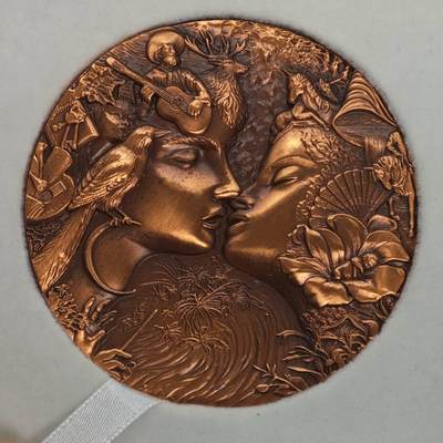 【淘币小摊】实时拍第八百九十六拍   银币套币场    每周一统一发货 中国2012年大铜章 主题“梦”  80mm紫铜 发行量：666 盒证全