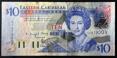 小福收藏拍卖第205期 裸钞场 本期有多张豹子号靓号  大量民国钞 百慕大样钞洋葱冠全套  阿富汗首年份查希尔国王和独立纪念碑 仅发行1000枚亚克力砖封蒙古20000图格里克帝国800周年纪念钞 卢旺达 东加勒比 斯里兰卡等多国精美纸币 东加勒比（V）圣文森特和格林纳达丁斯 2003年 10元 双尾 金鱼贴膜 unc