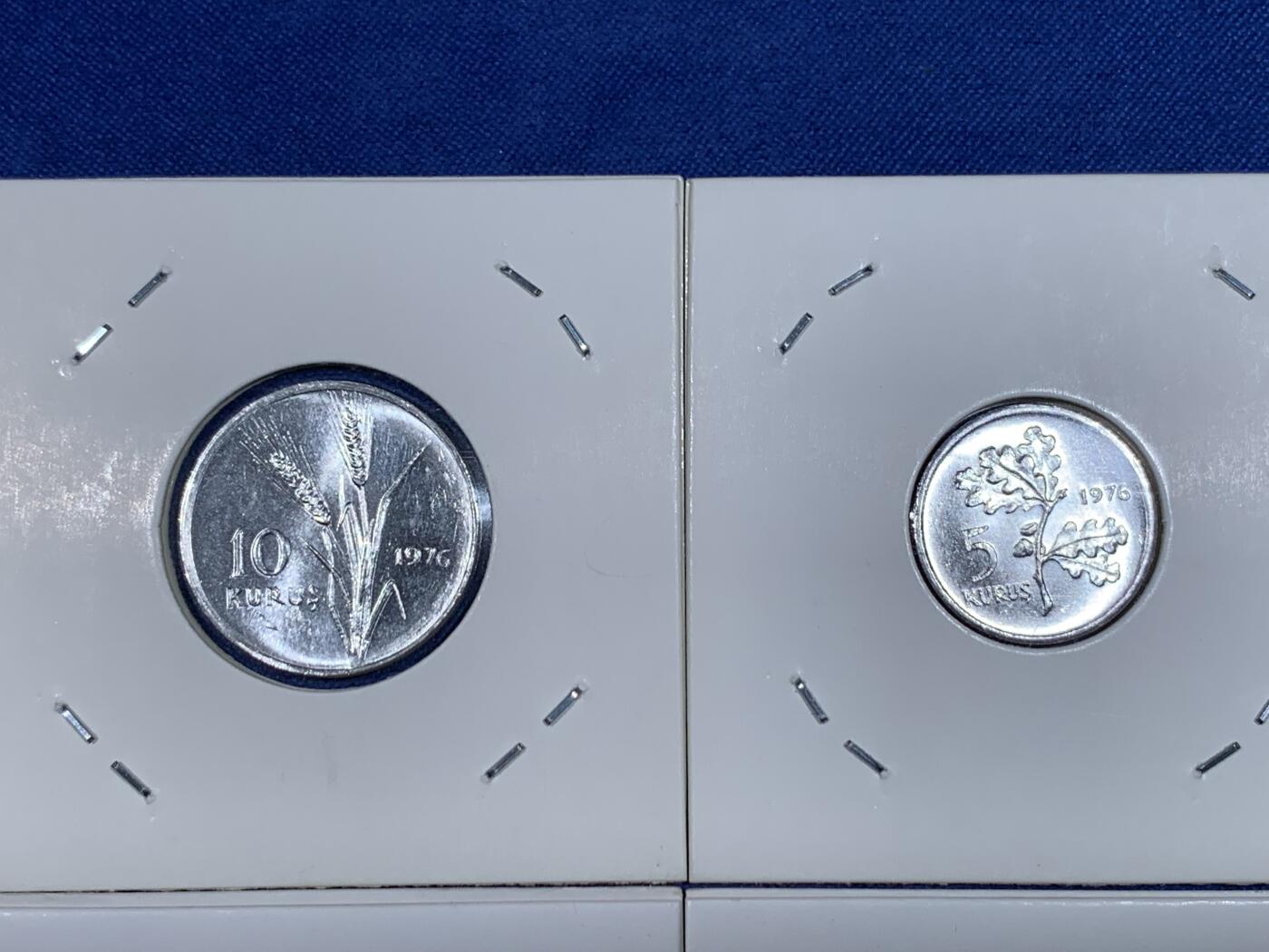 《竞宝斋》第482场 周日，周一 2场连拍 （全场包邮）20级店铺 欢迎送拍 土耳其1976-1980年F.A.O纪念币8枚套（500里拉银币齿边，光边加字）