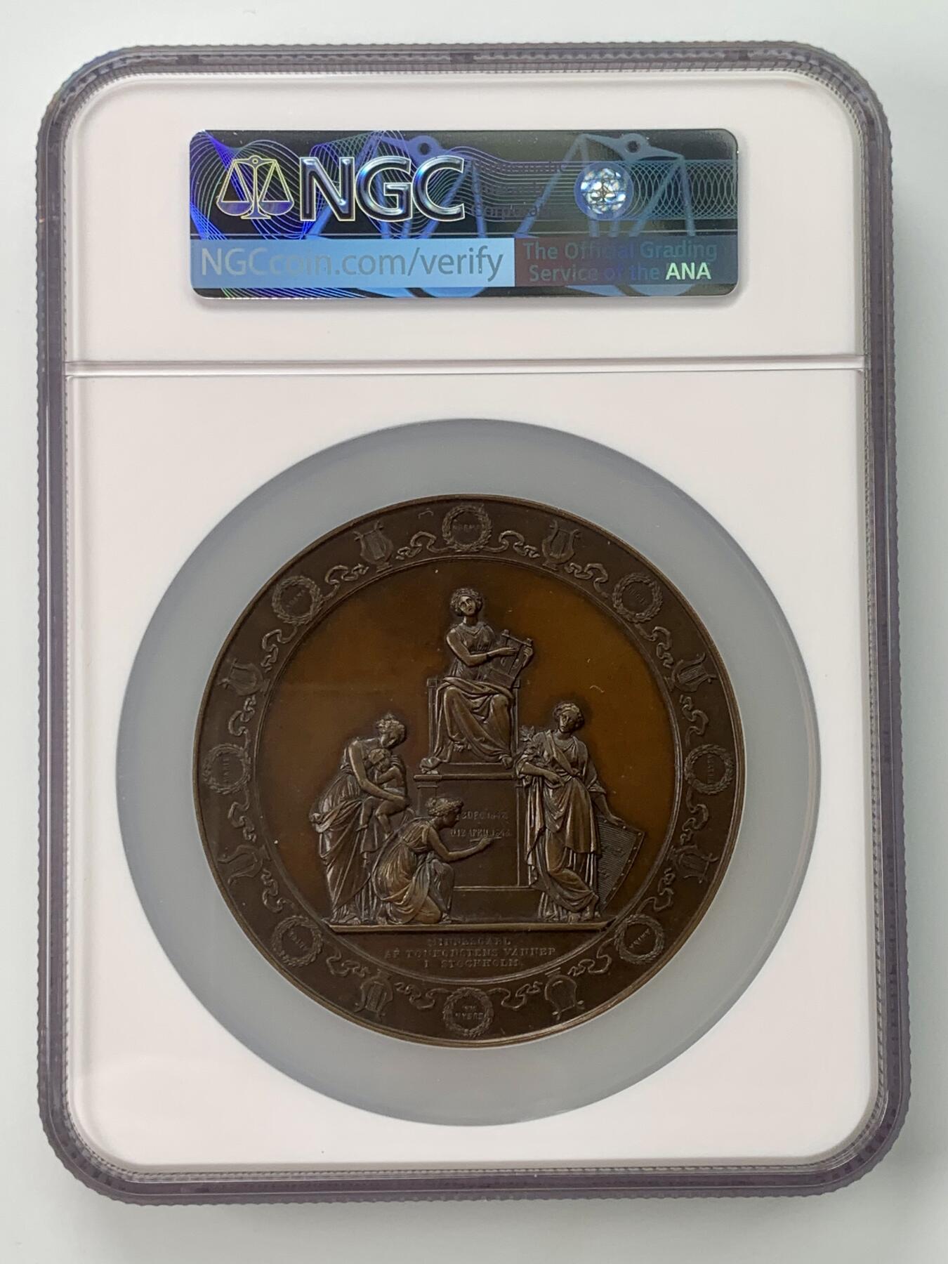 掌中浮雕-藏着的欧洲第059场 NGC MS62 ：1848年瑞典夜莺珍妮·林德铜章，78mm, P.H.Lundgren,高浮雕，NGC 加厚盒子