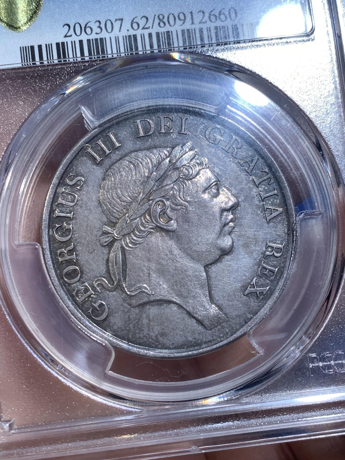 《竞宝斋》第482场 周日，周一 2场连拍 （全场包邮）20级店铺 欢迎送拍 PCGS MS62 英国1814年乔三3先令银币 英格兰银行代币 少见品种