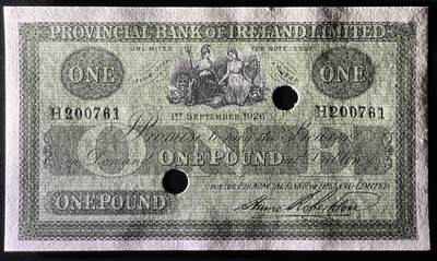 小福收藏拍卖第205期 裸钞场 本期有多张豹子号靓号  大量民国钞 百慕大样钞洋葱冠全套  阿富汗首年份查希尔国王和独立纪念碑 仅发行1000枚亚克力砖封蒙古20000图格里克帝国800周年纪念钞 卢旺达 东加勒比 斯里兰卡等多国精美纸币 爱尔兰 爱尔兰省银行 1926年 1镑 proof 打孔注销 少见  unc