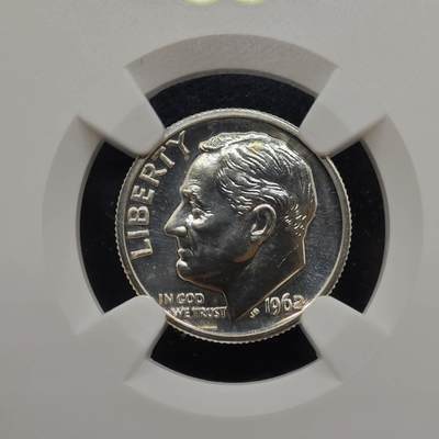 【淘币小摊】实时拍第八百九十六拍   银币套币场    每周一统一发货 美国1962年罗斯福10分精制银币 NGC PF67