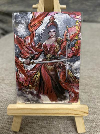 喜灰玩卡拍卖第八期，接拍品0佣金，欢迎送拍，释放现金流，让自己有资金可以购买更多喜欢的卡牌，让别的卡友能淘到更多心仪的卡牌 卡德曼 张建东水浒 特卡 扈三娘 线稿 水墨 一组两张 折光粗闪