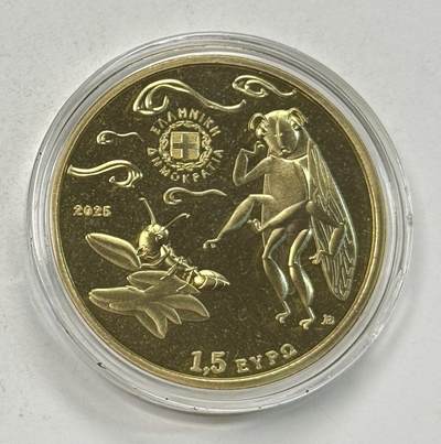 S&S Numismatic世界钱币-拍卖 第126期  希腊2025年 《伊索寓言》中的《蚂蚁与蚱蜢》1.5欧元纪念币官方包装