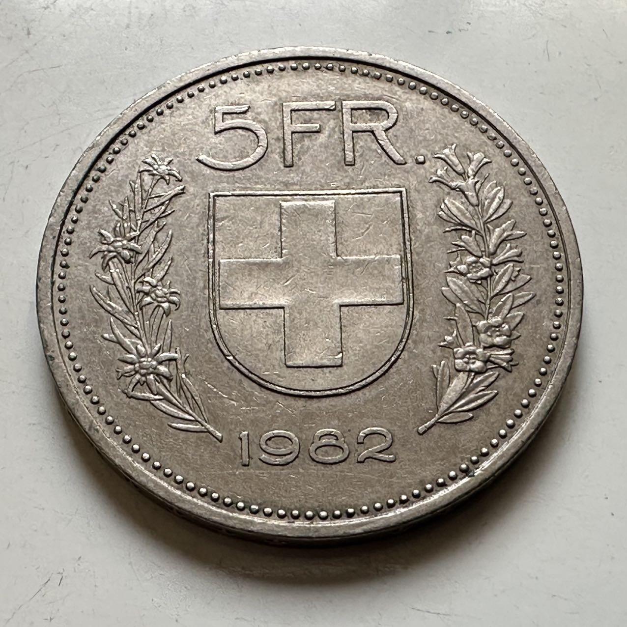 🌹外币初藏🌹🐯2026年第44场   每周二四六晚8️⃣点  世界硬币 瑞士1982年5法郎
