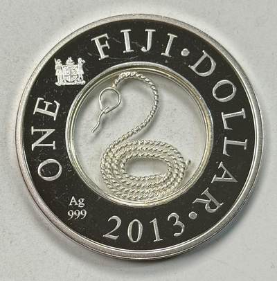 S&S Numismatic世界钱币-拍卖 第126期  斐济2013年 生肖蛇 2元精制掐丝纪念银币 盒证齐全 31.1克999银  芬兰造币厂出品